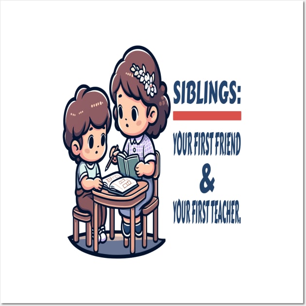 Learning Together: Sibling Study Time Wall Art by maknatess